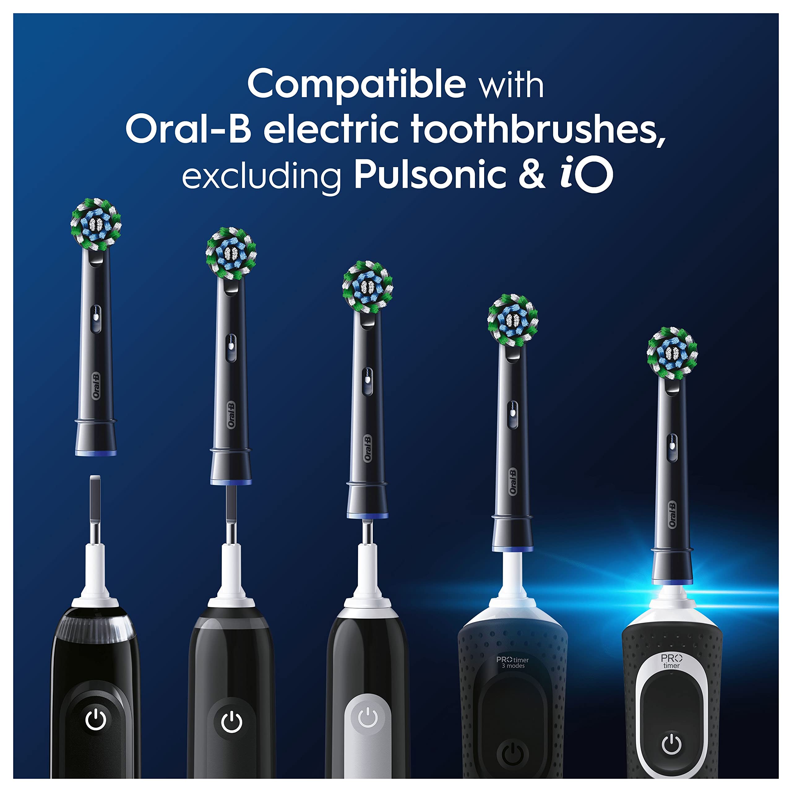 Oral-B Pro Cross Action Original Electric Toothbrush Heads - X-Shape Angled Bristles - Pack of 12 - Black - New