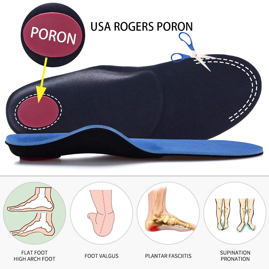 VALSOLE Orthotic Insoles High Arch Foot Support Soft Medical Inserts - Plantar Fasciitis, Flat Feet, Pain Relief - Blue 9.5-10 UK - Very Good