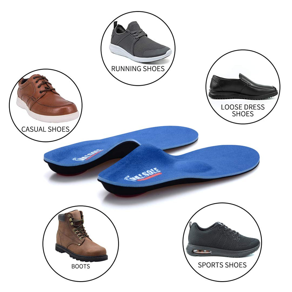 VALSOLE Orthotic Insoles High Arch Foot Support Soft Medical Inserts - Plantar Fasciitis, Flat Feet, Pain Relief - Blue 9.5-10 UK - Very Good