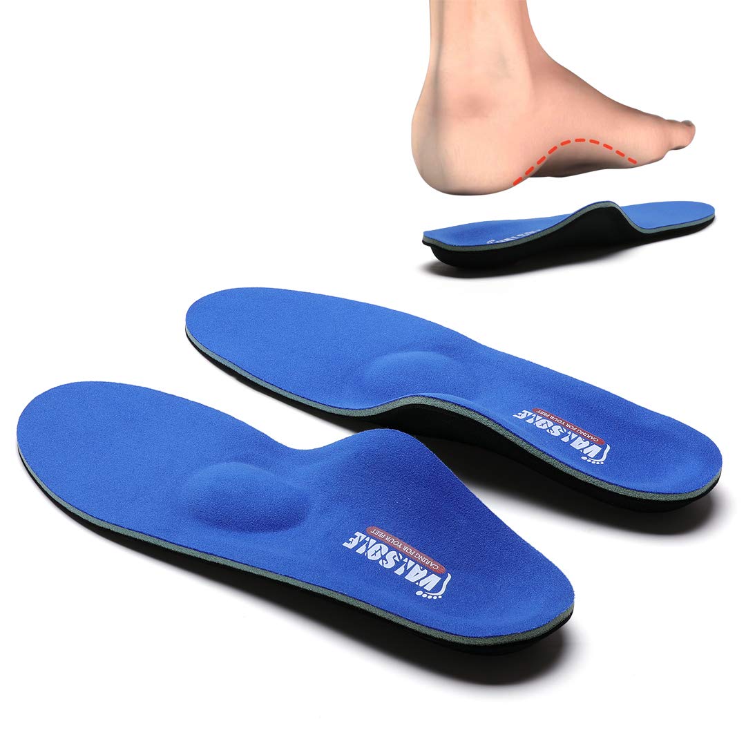 VALSOLE Orthotic Insoles High Arch Foot Support Soft Medical Inserts - Plantar Fasciitis, Flat Feet, Pain Relief - Blue 9.5-10 UK - Very Good