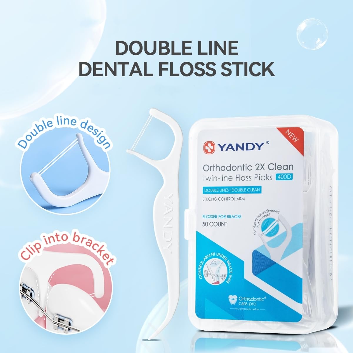 YANDY Braces Floss Picks - Orthodontic Twin-Line Dental Floss Sticks - 150 Count Interdental Cleaners - Very Good