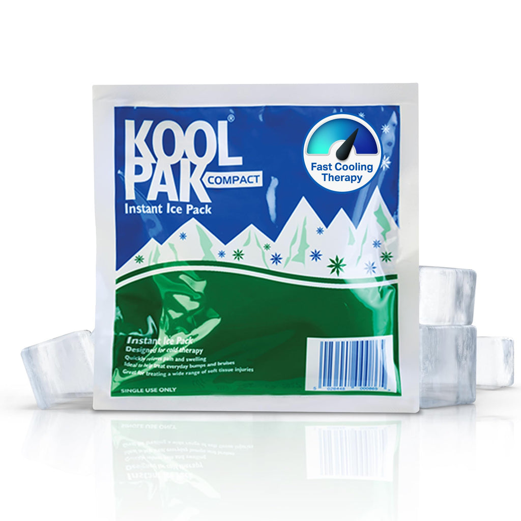 Koolpak Compact Instant Cold Ice Packs - 15x15cm - Pack of 10 - Disposable First Aid Injury Relief Cold Compress - Damaged Box