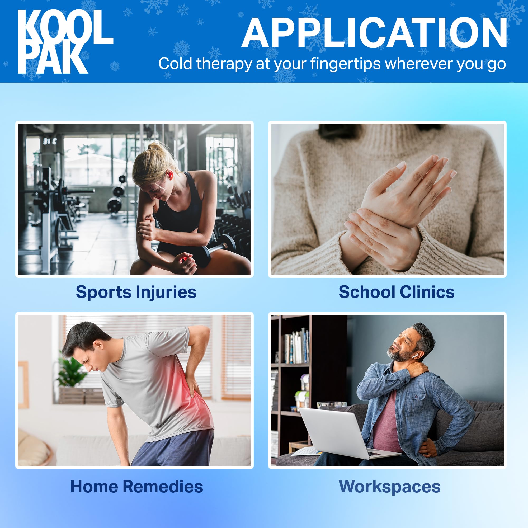 Koolpak Compact Instant Cold Ice Packs - 15x15cm - Pack of 10 - Disposable First Aid Injury Relief Cold Compress - Damaged Box