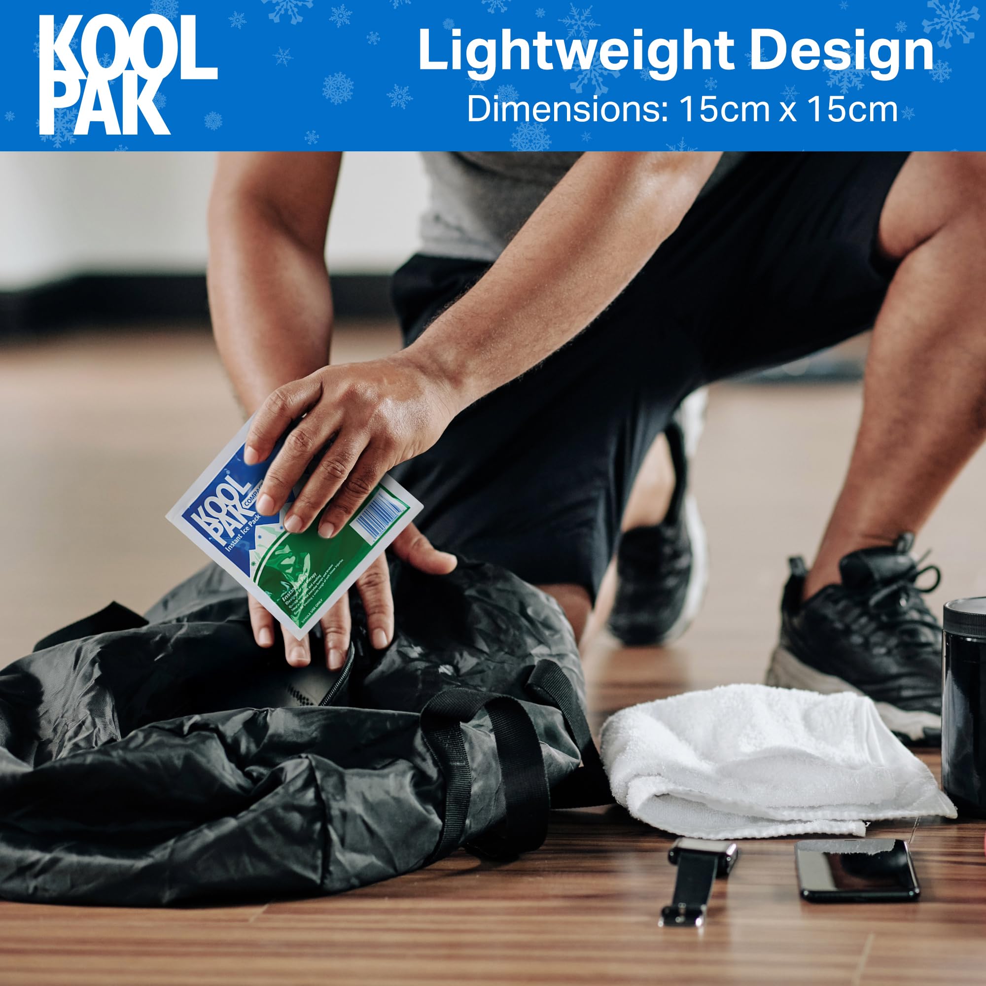 Koolpak Compact Instant Cold Ice Packs - 15x15cm - Pack of 10 - Disposable First Aid Injury Relief Cold Compress - Damaged Box