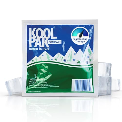 Koolpak Compact Instant Cold Ice Packs - 15x15cm - Pack of 10 - Disposable First Aid Injury Relief Cold Compress - Damaged Box