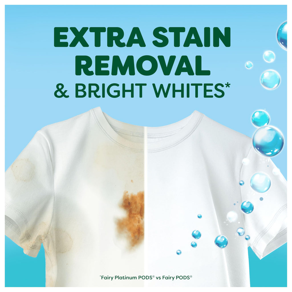 Fairy Non Bio Platinum Washing Pods - Extra Stain Removal Laundry Detergent - 132 Count (44 Pods x 3 Packs) - Damaged Box