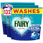 Fairy Non Bio Platinum Washing Pods - Extra Stain Removal Laundry Detergent - 132 Count (44 Pods x 3 Packs) - Damaged Box