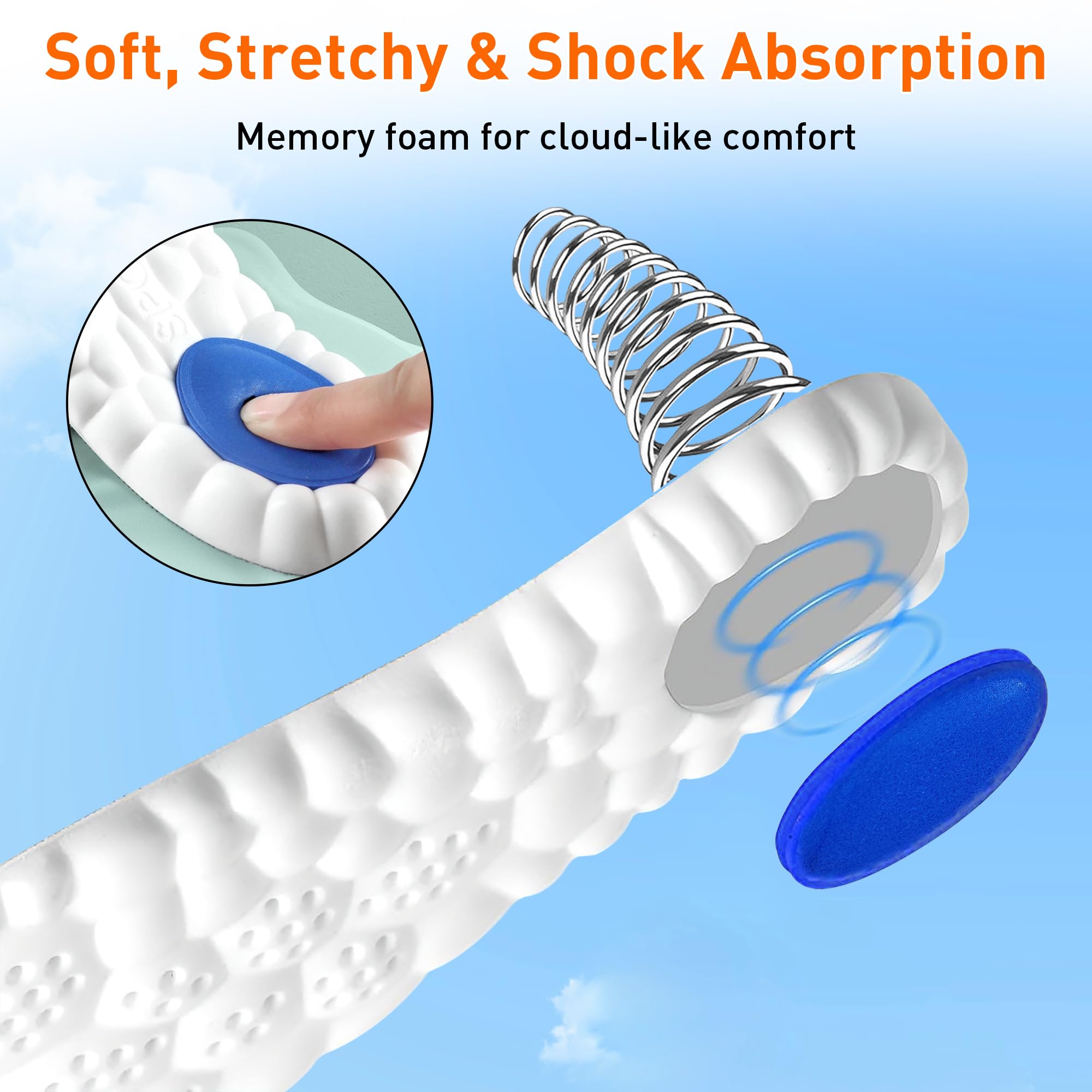 AIKUSICK Memory Foam Insoles - 2 Pair 4D Cloud Arch Support Shoe Inserts - Trim to Fit Foot Pain Relief - Very Good
