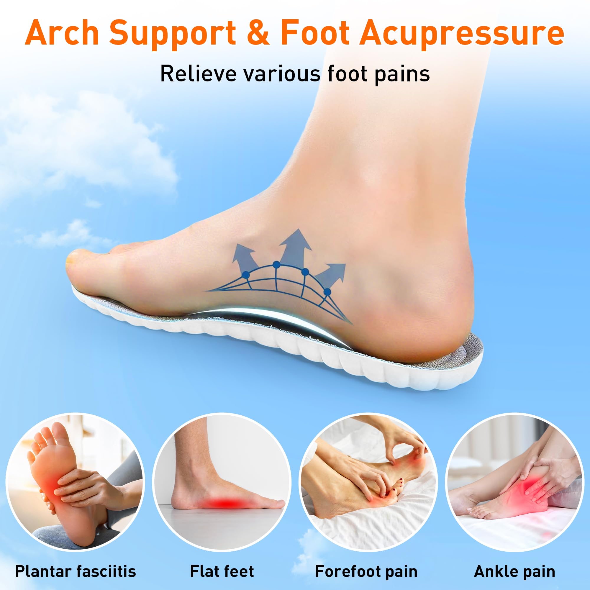 AIKUSICK Memory Foam Insoles - 2 Pair 4D Cloud Arch Support Shoe Inserts - Trim to Fit Foot Pain Relief - Very Good