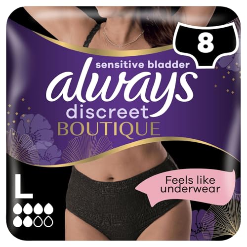 Always Discreet Pants Black Large L - 8 Count Incontinence Disposable Underwear - Damaged Box
