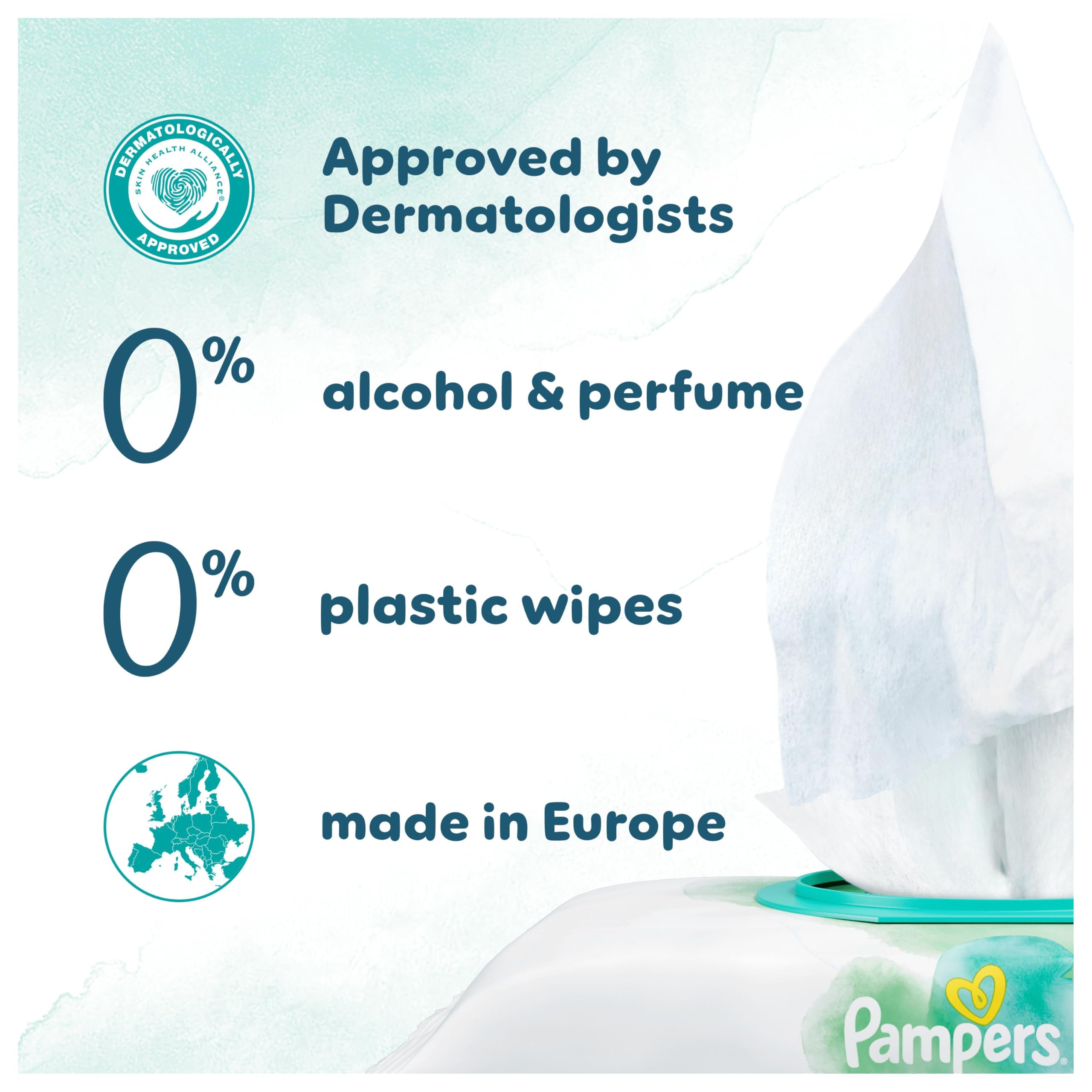 Pampers Harmonie Aqua Baby Wipes - Plastic Free, 99% Water - 24 Packs x 48 Wipes (1152 Total) - Pure Skin Protection - Damaged Box