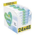 Pampers Harmonie Aqua Baby Wipes - Plastic Free, 99% Water - 24 Packs x 48 Wipes (1152 Total) - Pure Skin Protection - Damaged Box