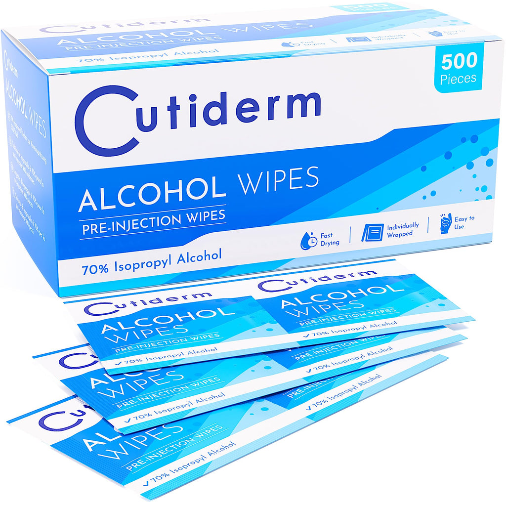 Cutiderm Pre-Injection Alcohol Wipes Swabs - Box of 500 Sachets - Medical Skin Prep Pads - Damaged Box