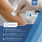 Cutiderm Pre-Injection Alcohol Wipes Swabs - Box of 500 Sachets - Medical Skin Prep Pads - Damaged Box