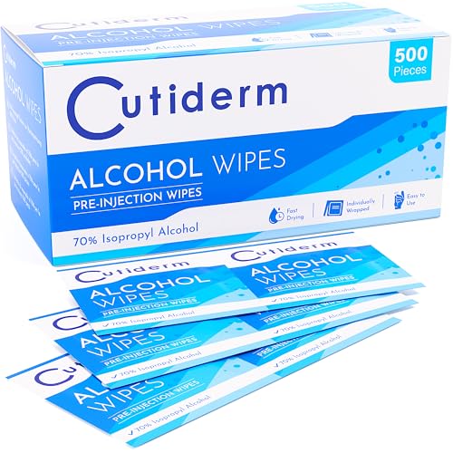 Cutiderm Pre-Injection Alcohol Wipes Swabs - Box of 500 Sachets - Medical Skin Prep Pads - Damaged Box