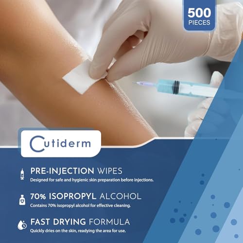 Cutiderm Pre-Injection Alcohol Wipes Swabs - Box of 500 Sachets - Medical Skin Prep Pads - Damaged Box