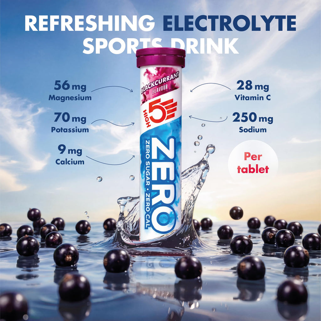HIGH5 ZERO Electrolyte Tablet - Hydration Tablets Enhanced with Vitamin C - 0 Calories & Sugar Free - Boost Hydration, Performance & Wellness - Blackcurrant, 160 Tablets (20x, Pack of 8) - Damaged Box - BBE 02/2028