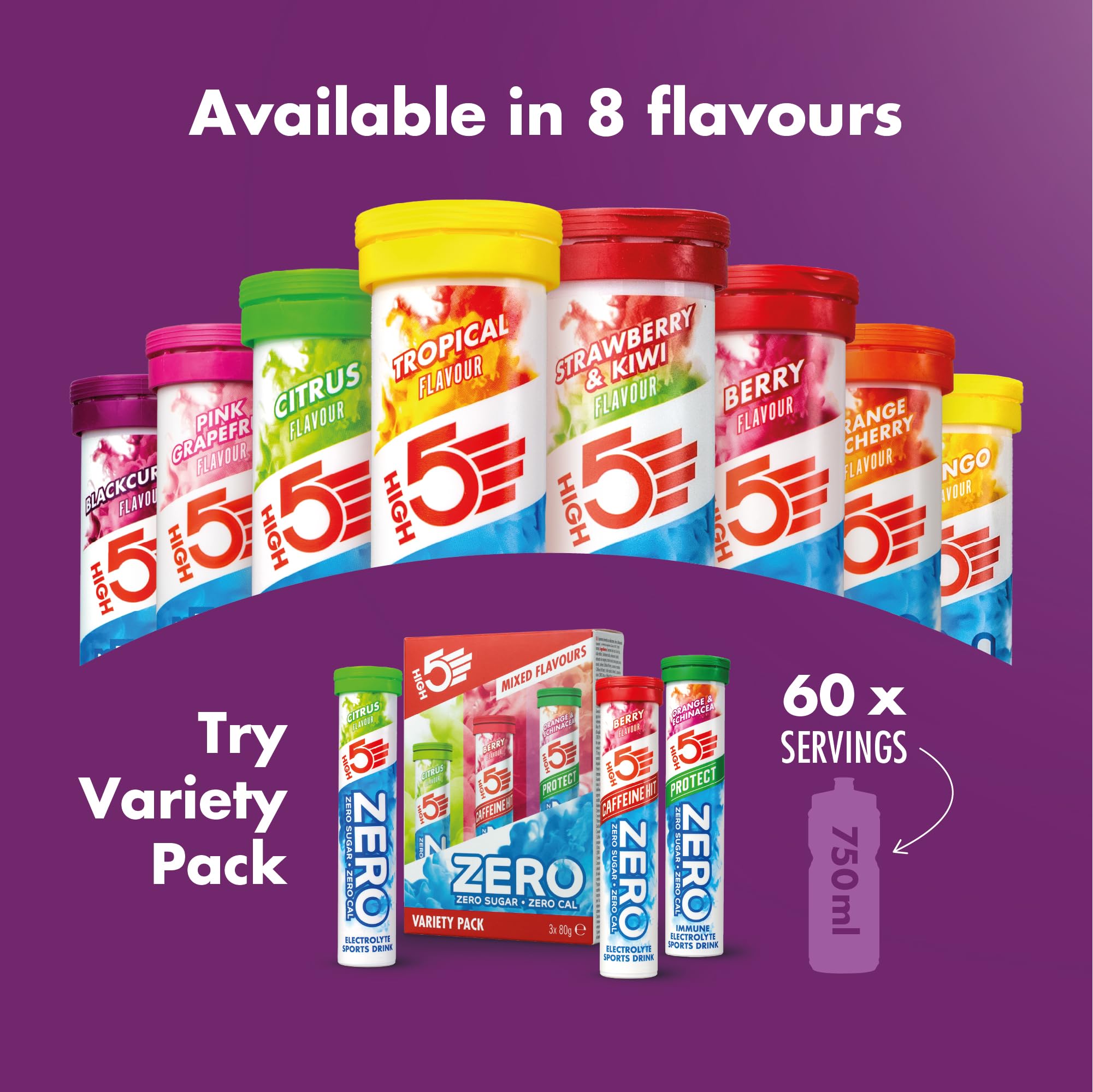 HIGH5 ZERO Electrolyte Tablet - Hydration Tablets Enhanced with Vitamin C - 0 Calories & Sugar Free - Boost Hydration, Performance & Wellness - Blackcurrant, 160 Tablets (20x, Pack of 8) - Damaged Box - BBE 02/2028
