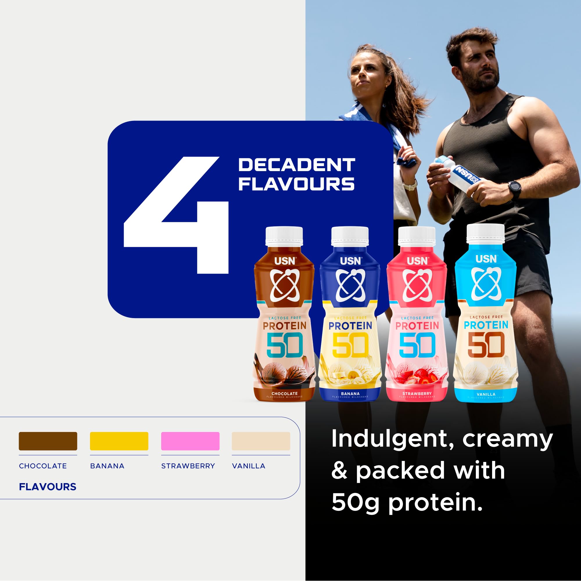 USN Protein 50 Ready-to-Drink High Protein Shake I Banana I 6 x 500ml - New - BBE 08/2026