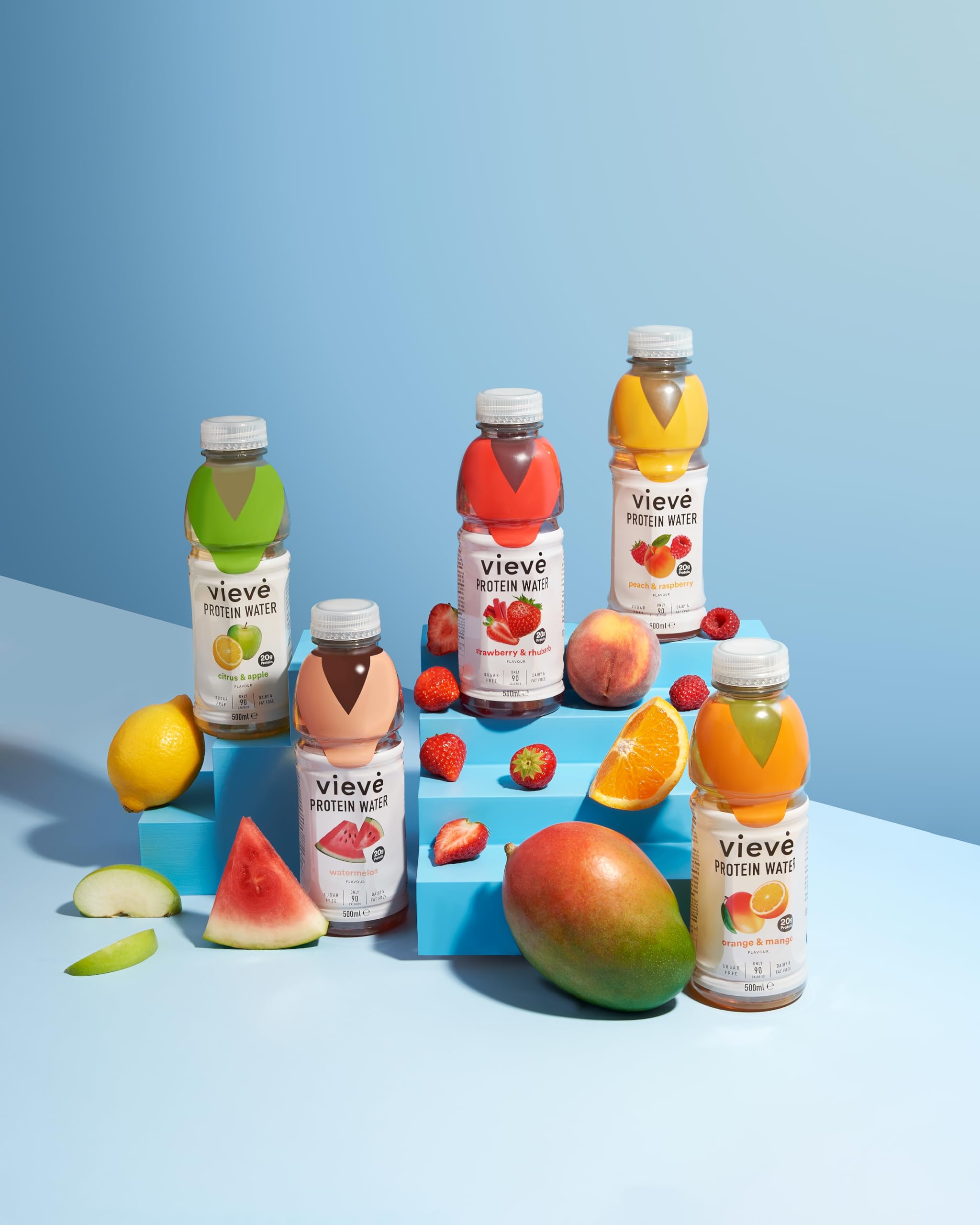 Vieve Protein Water 6x500ml - Peach & Raspberry | 20g Protein, Sugar Free, Fat Free & Dairy Free | A Ready to Drink Alternative to Protein Powders & Shakes | 6 Pack - Damaged Box - BBE 07/2026