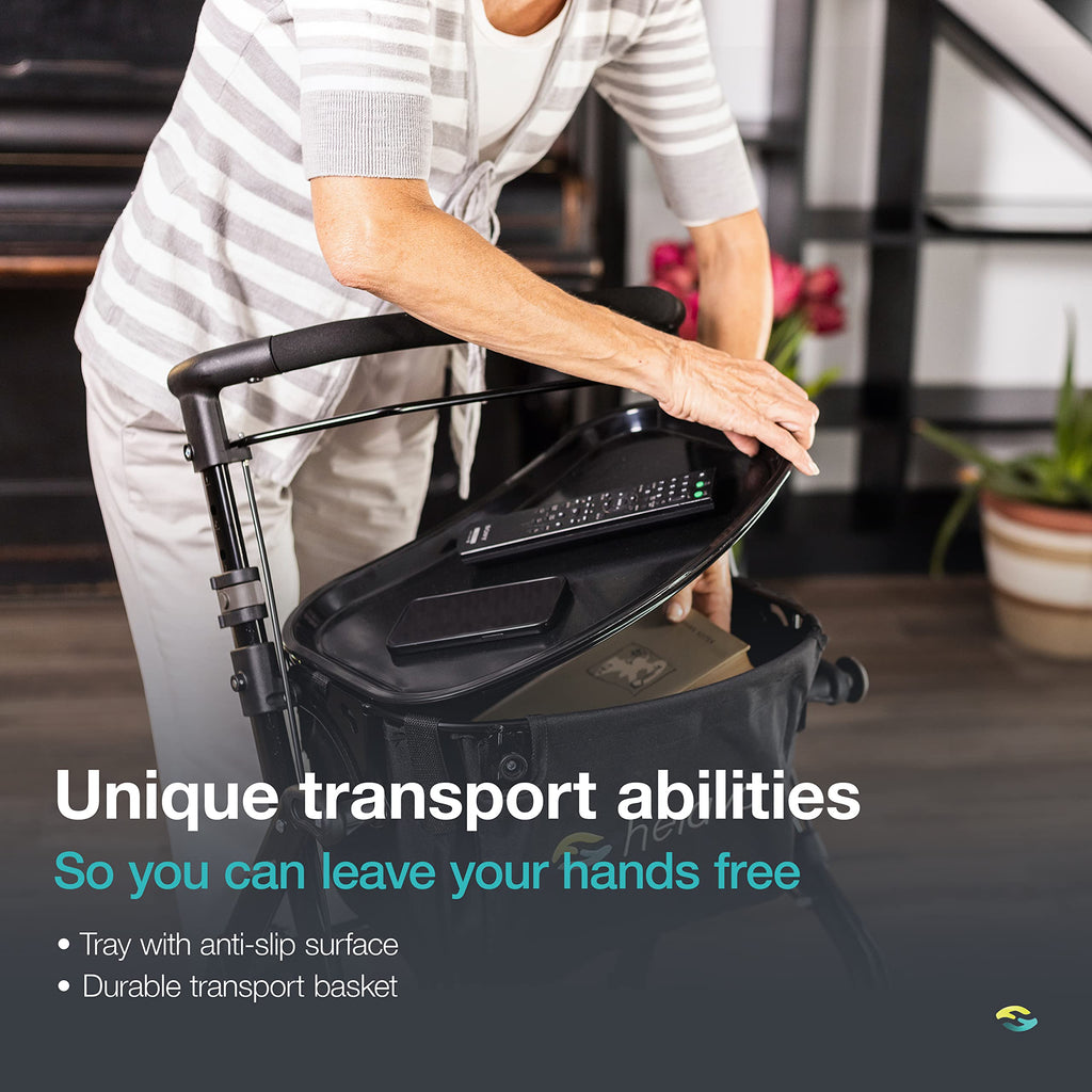 Helavo Narrow Walker - 23.6" Wide Indoor Mobility Aid with Tray - Compact Walking Frame - Damaged Box