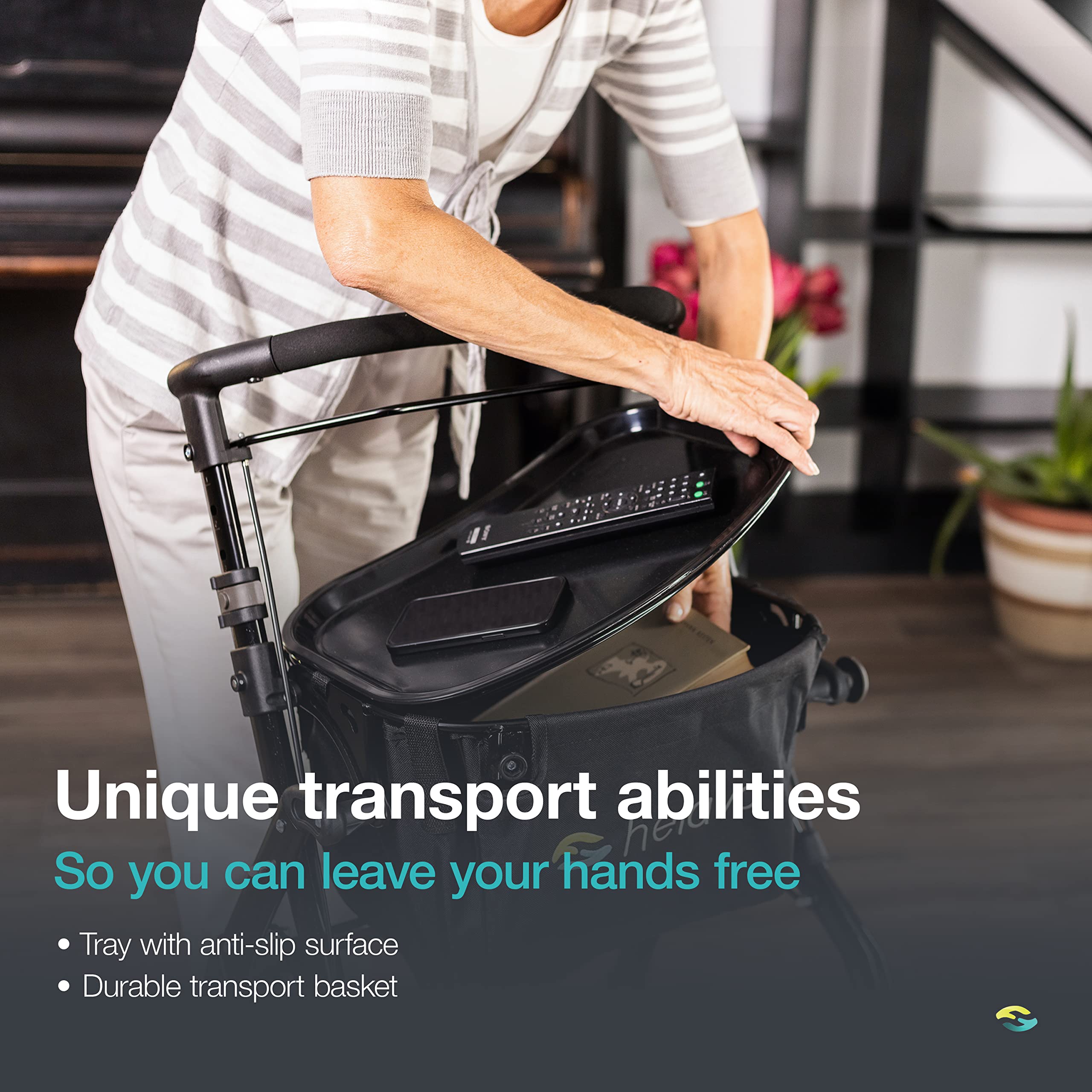 Helavo Narrow Walker - 23.6" Wide Indoor Mobility Aid with Tray - Compact Walking Frame - Damaged Box