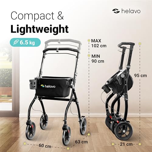 Helavo Narrow Walker - 23.6" Wide Indoor Mobility Aid with Tray - Compact Walking Frame - Damaged Box