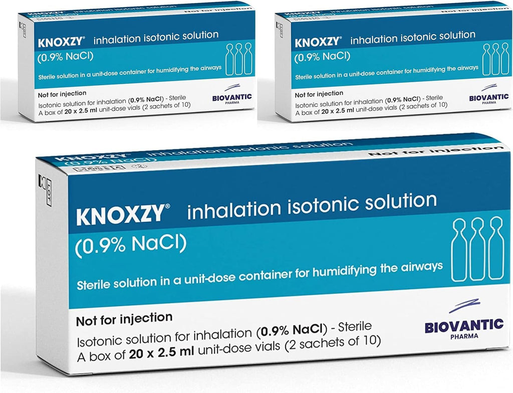 KNOXZY Isotonic Saline Solution 0.9% - Sodium Chloride NaCl - 2.5ml Unit Dose Vials - Inhalation Humidifier - 30 Count - Damaged Box - BBE 11/2027