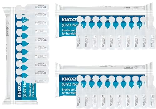 KNOXZY Isotonic Saline Solution 0.9% - Sodium Chloride NaCl - 2.5ml Unit Dose Vials - Inhalation Humidifier - 30 Count - Damaged Box - BBE 11/2027