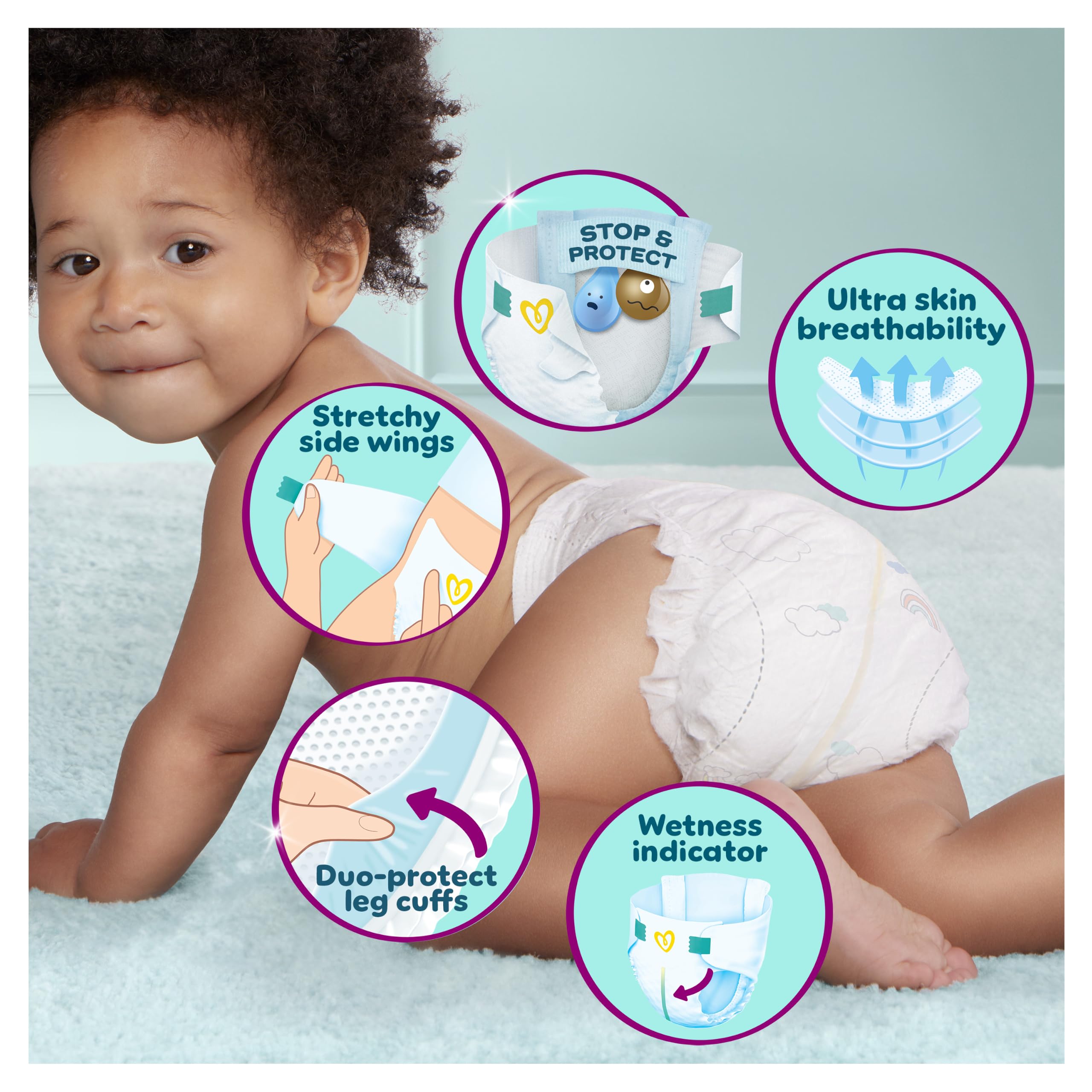 Pampers Premium Protection Nappies Size 5 - 152 Nappies - 11-16kg Monthly Pack with Harmonie Aqua Wipes 10 Count - Damaged Box