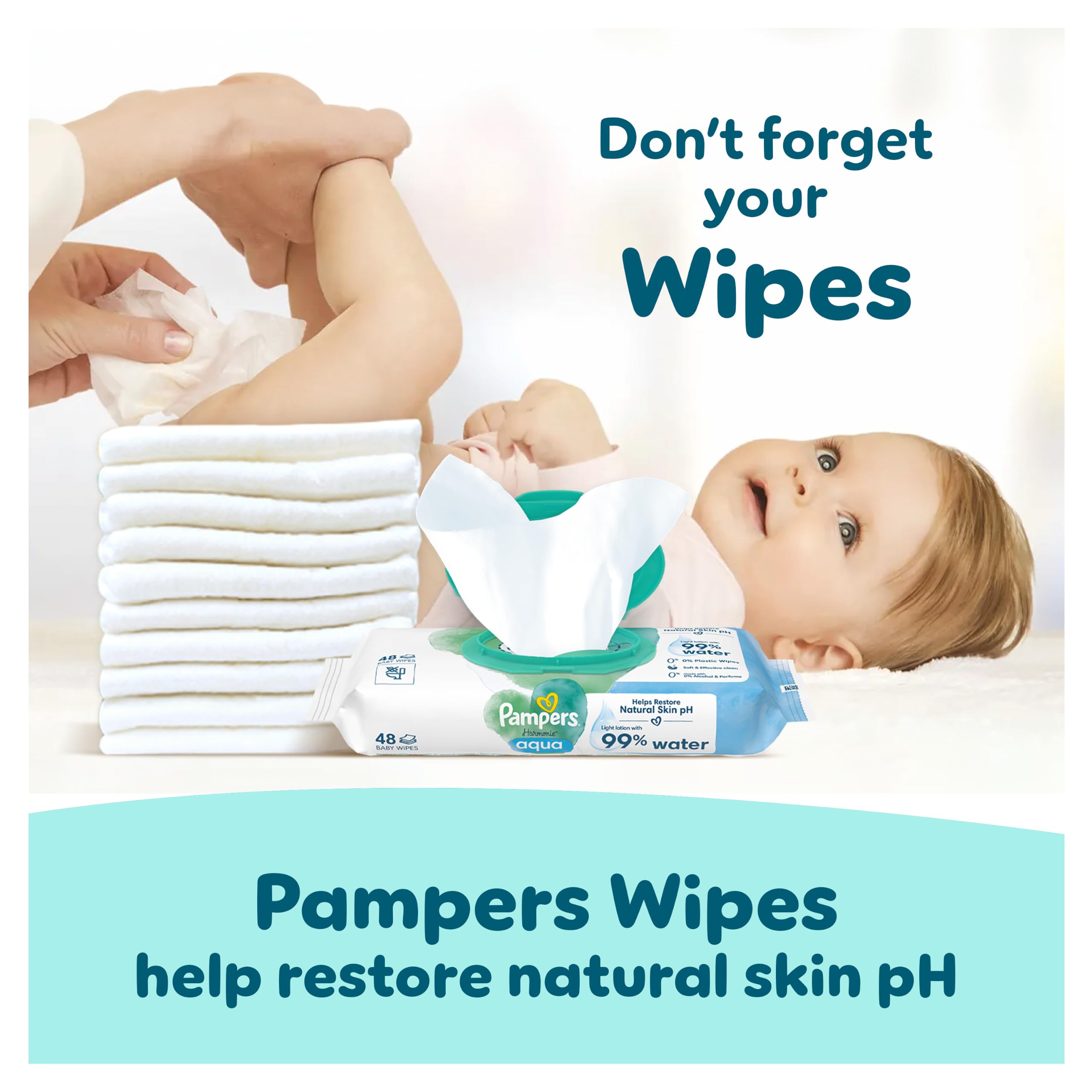 Pampers Premium Protection Nappies Size 5 - 152 Nappies - 11-16kg Monthly Pack with Harmonie Aqua Wipes 10 Count - Damaged Box