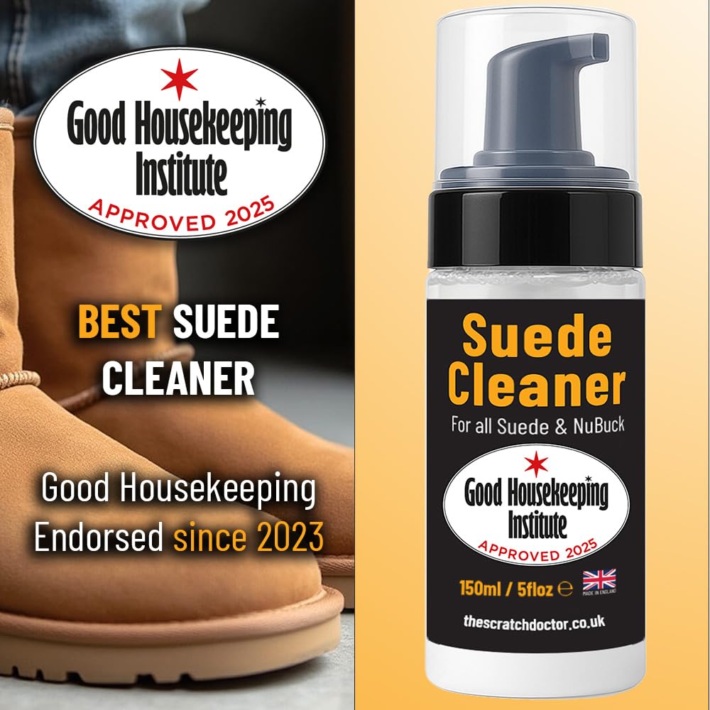 The Leather Clinic Suede & Nubuck Cleaner Foam 150ml - Shoes Boots Trainers - Brush & Cloth Kit - Dirt Stain Protector - Very Good