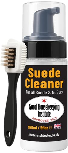 The Leather Clinic Suede & Nubuck Cleaner Foam 150ml - Shoes Boots Trainers - Brush & Cloth Kit - Dirt Stain Protector - Very Good