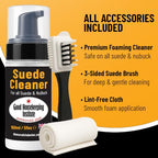 The Leather Clinic Suede & Nubuck Cleaner Foam 150ml - Shoes Boots Trainers - Brush & Cloth Kit - Dirt Stain Protector - Very Good