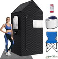 MQFORU Portable Steam Sauna XL - 195x90x90cm Indoor Home Spa Tent - 3L 1200W Steamer, Remote, Folding Chair, Black - Very Good