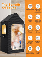 MQFORU Portable Steam Sauna XL - 195x90x90cm Indoor Home Spa Tent - 3L 1200W Steamer, Remote, Folding Chair, Black - Very Good