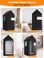 MQFORU Portable Steam Sauna XL - 195x90x90cm Indoor Home Spa Tent - 3L 1200W Steamer, Remote, Folding Chair, Black - Very Good