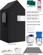MQFORU Portable Steam Sauna XL - 195x90x90cm Indoor Home Spa Tent - 3L 1200W Steamer, Remote, Folding Chair, Black - Very Good