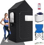 MQFORU Portable Steam Sauna XL - 195x90x90cm Indoor Home Spa Tent - 3L 1200W Steamer, Remote, Folding Chair, Black - Very Good