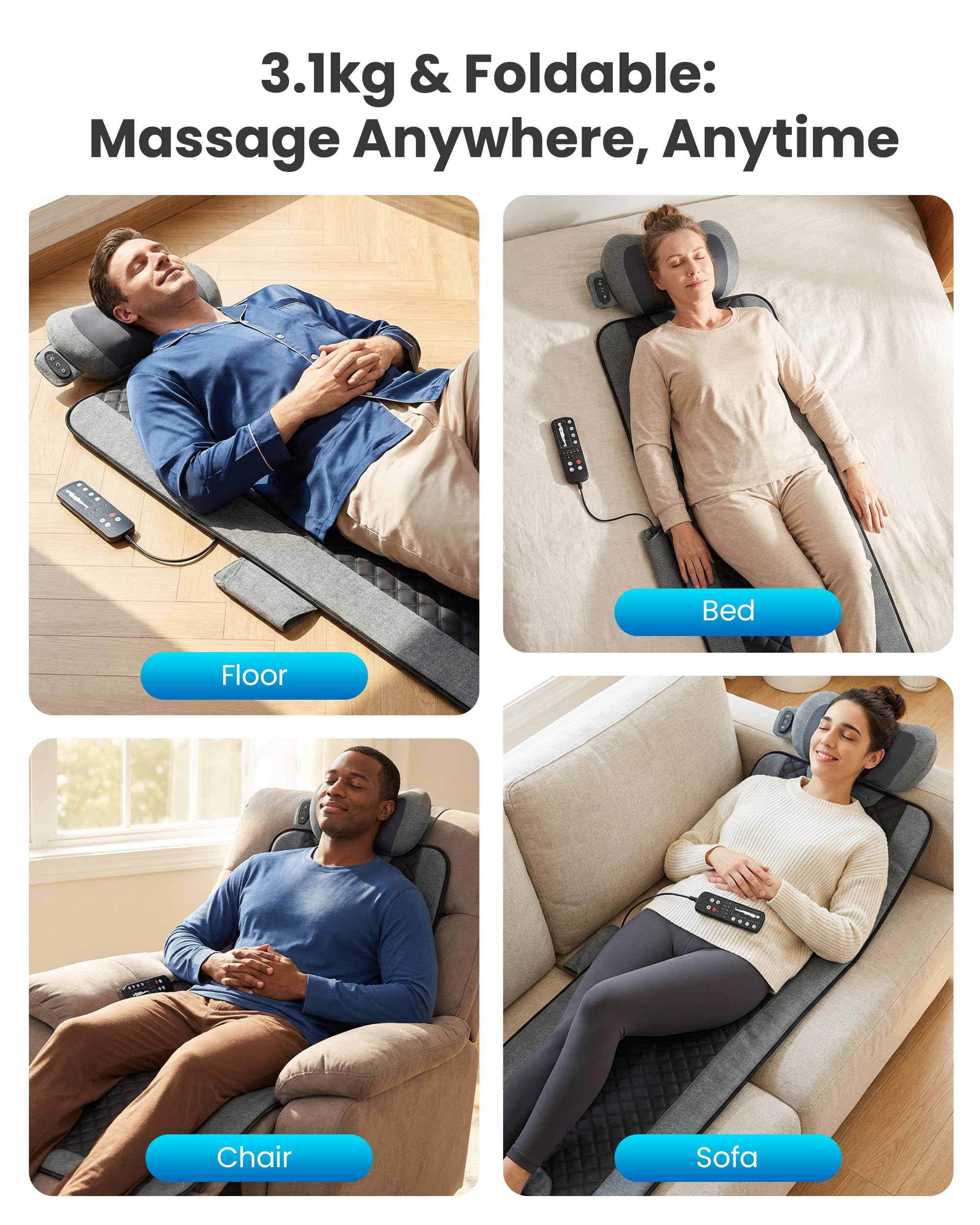 COMFIER Massage Mats Full Body with Heat, Bed Massager, Gifts - Very Good