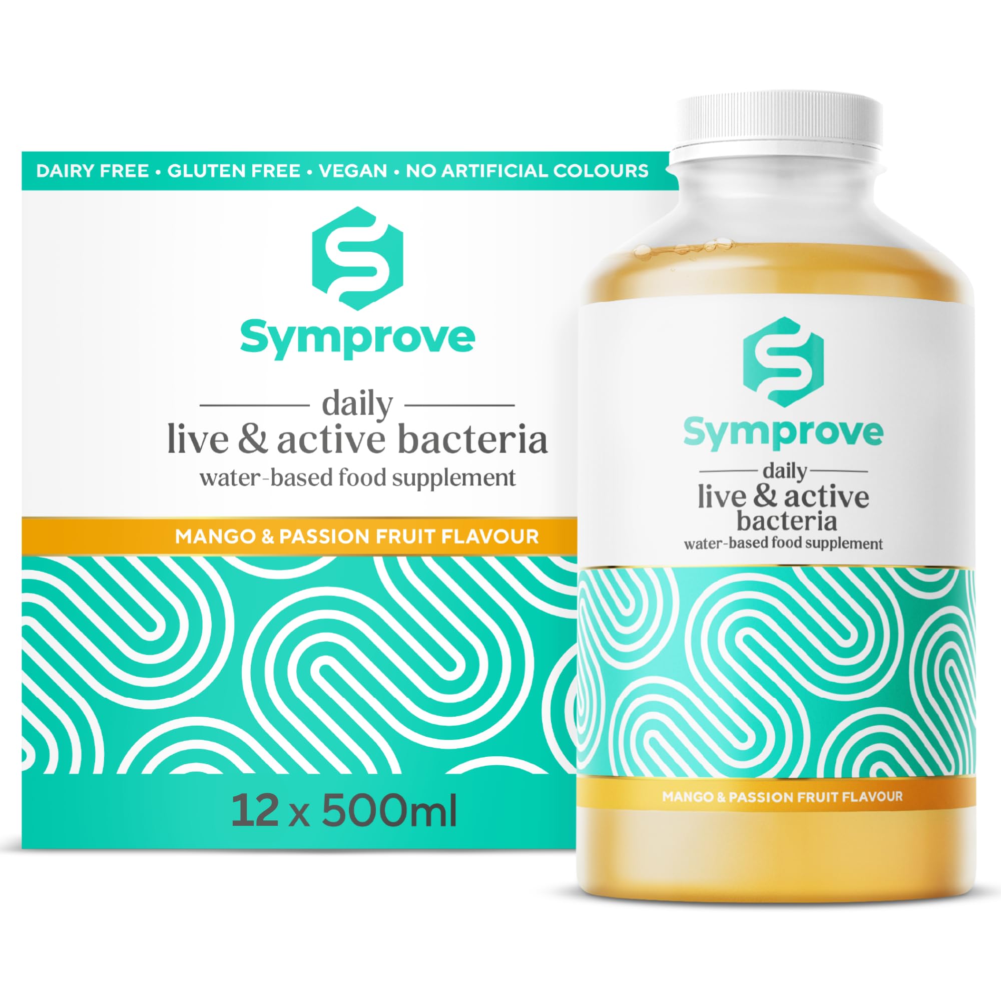 Symprove Liquid Live & Active Bacteria, Mango & Passionfruit, 12 x 500ml - Damaged Box