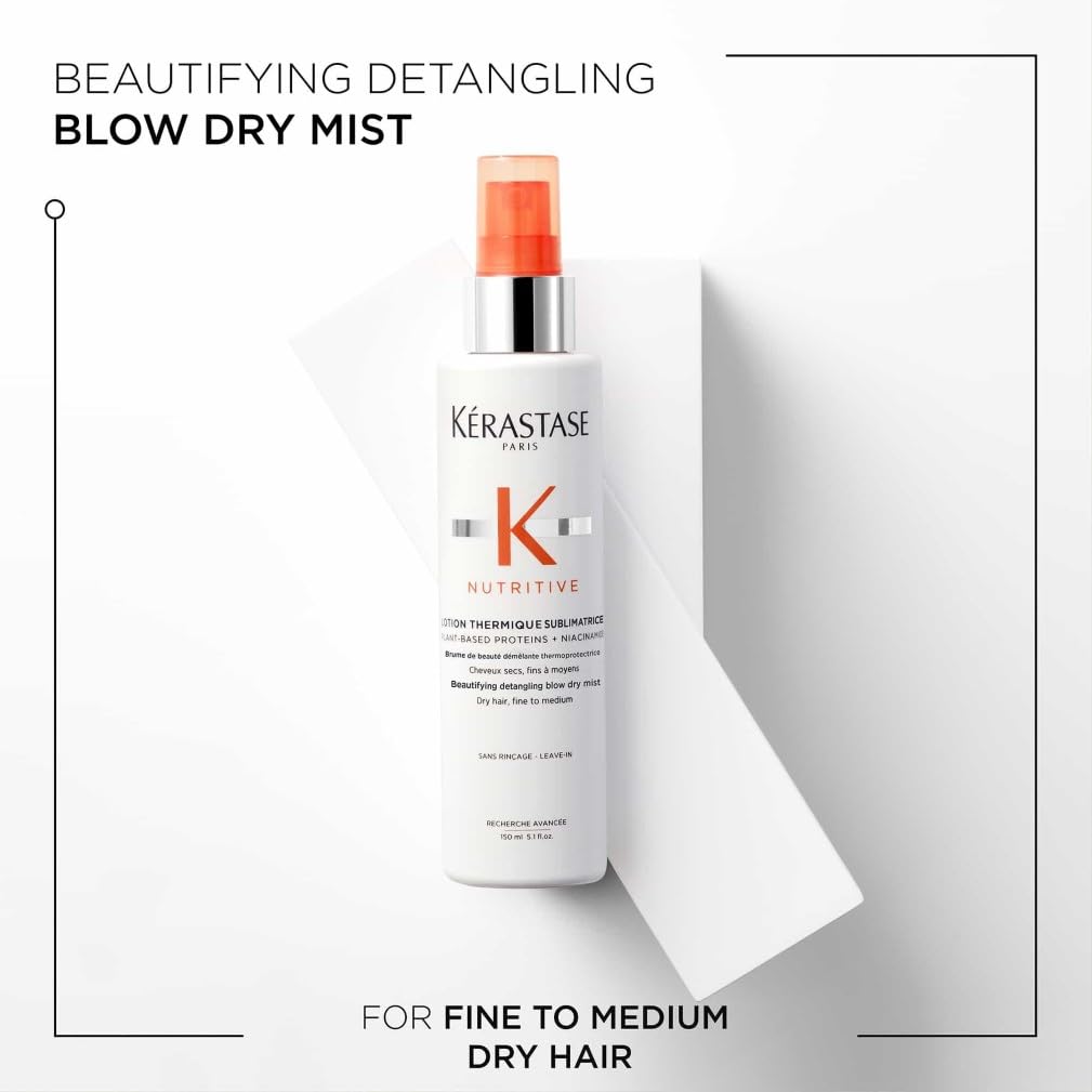 K'erastase Nutritive, Beautifying Detangling Blow-Dry Mist for Fine to Medium Dry Hair, Heat Protectant, Lotion Thermique Sublimatrice, 150 ml - New