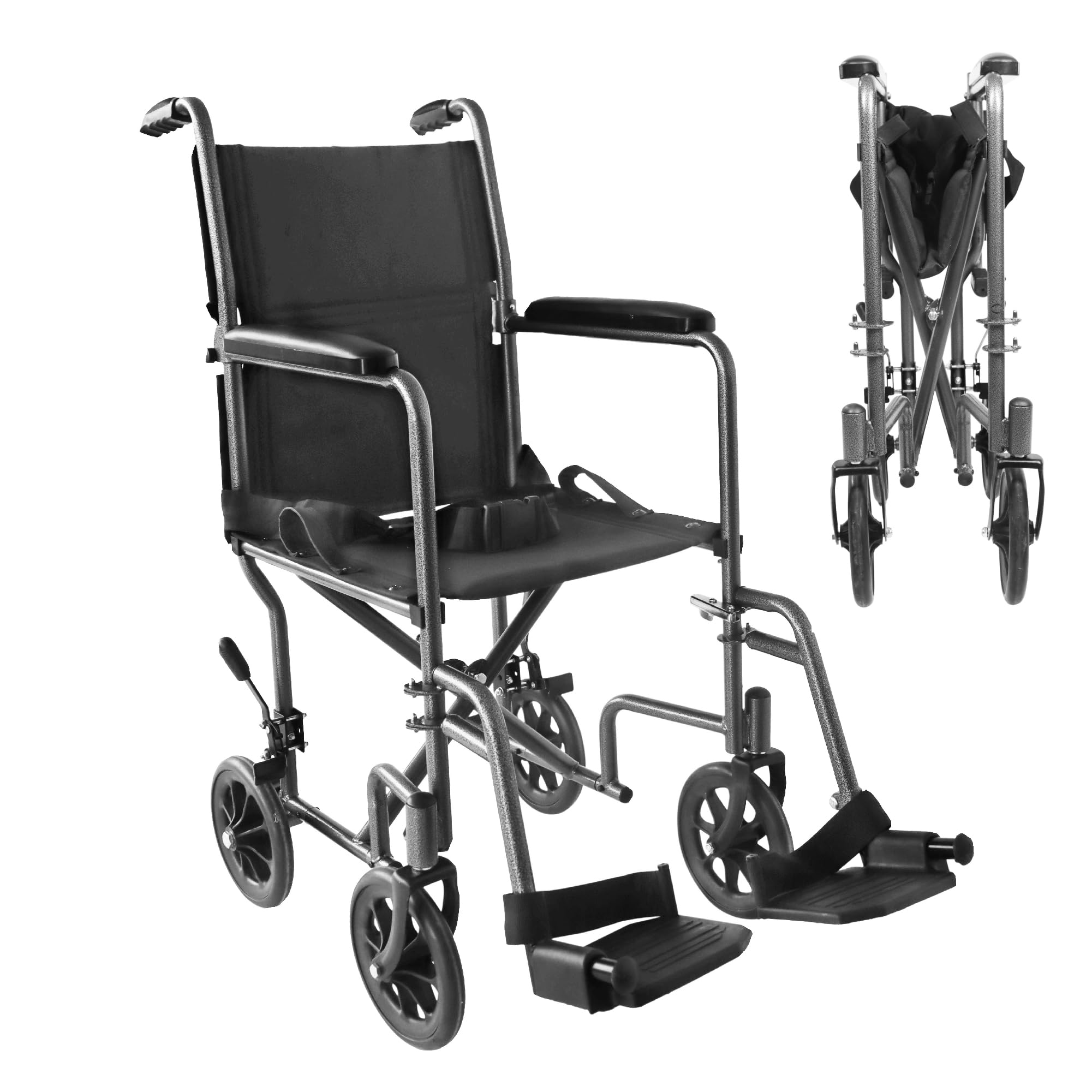 PEPE Mobility Lightweight Folding Wheelchair for Adults, Small for Indoors, Foldable Footrests, Manual Brake, Seatbelt - Very Good