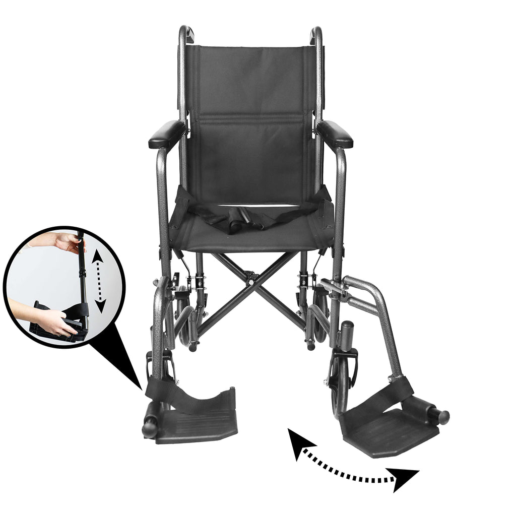 PEPE Mobility Lightweight Folding Wheelchair for Adults, Small for Indoors, Foldable Footrests, Manual Brake, Seatbelt - Very Good