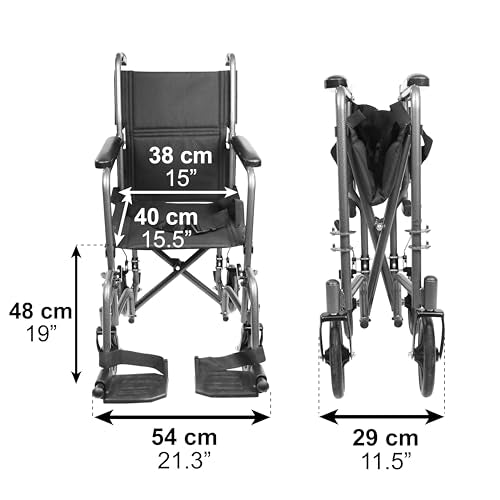 PEPE Mobility Lightweight Folding Wheelchair for Adults, Small for Indoors, Foldable Footrests, Manual Brake, Seatbelt - Very Good