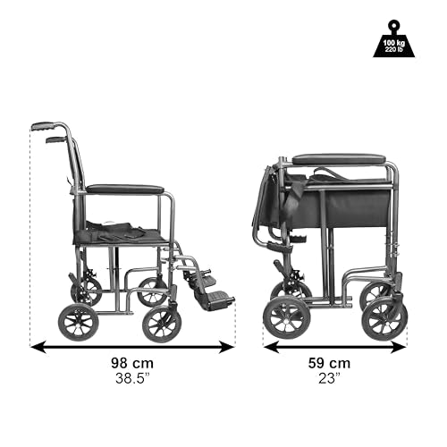 PEPE Mobility Lightweight Folding Wheelchair for Adults, Small for Indoors, Foldable Footrests, Manual Brake, Seatbelt - Very Good