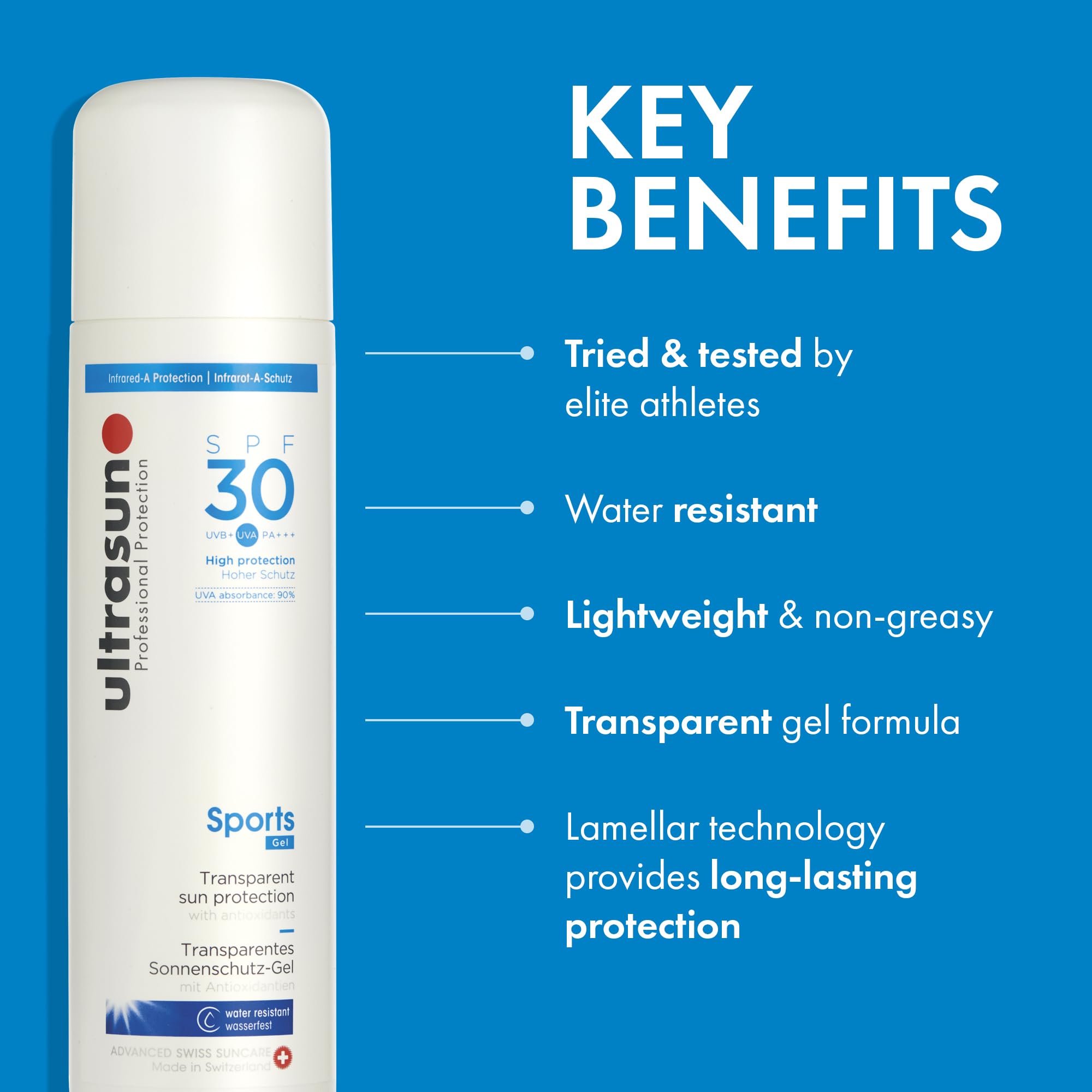 Ultrasun Sports Gel SPF30 400ml - High Protection Sunscreen Lotion UVA UVB Water Resistant - New