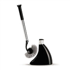 simplehuman Toilet Brush with Holder - Stiff Bristles, Drip-Free, Easy Store, Black Plastic, Stainless Steel Rod BT1084 - Damaged Box
