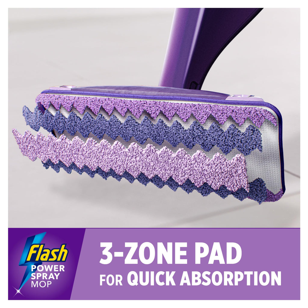 Flash Power Spray Mop Cleaner Starter Kit, 1 Washable, 17 Disposable Pads - Damaged Box