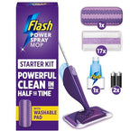 Flash Power Spray Mop Cleaner Starter Kit, 1 Washable, 17 Disposable Pads - Damaged Box